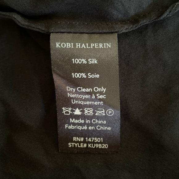 Kobi Halperin Silk Blouse Top Size XL Black Sheer Bell sleeves Popover Witchy - Picture 4 of 12
